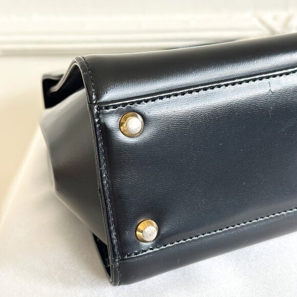 Vintage YSL Yves Saint Laurent Black Box Leather Top Handle Bag - Picture 10 of 16